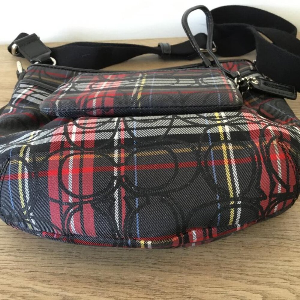 Vintage Y2K Coach Poppy Tartan Plaid Red/Black Crossbody Bag & Matching Wristlet - Picture 3 of 10